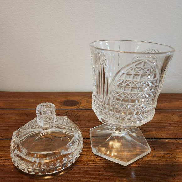 Vintage 8.5" Tall Cut Glass Lidded Candy Jar - Picture 3 of 10